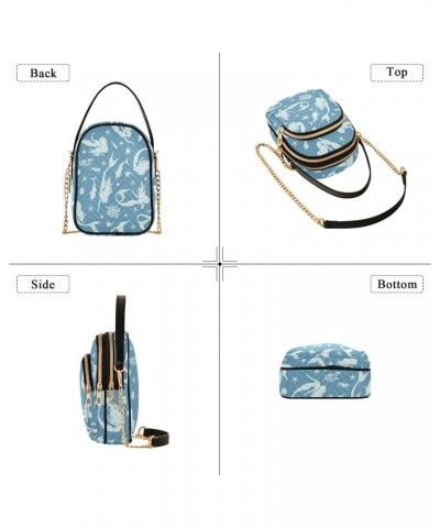 Women Crossbody Handbag Mermaid and Marine Plants Quilted Chain Bag $11.18 Crossbody Bags