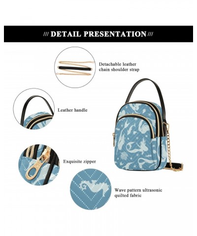 Women Crossbody Handbag Mermaid and Marine Plants Quilted Chain Bag $11.18 Crossbody Bags