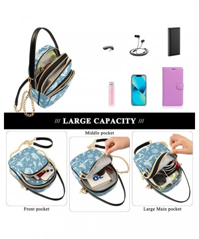 Women Crossbody Handbag Mermaid and Marine Plants Quilted Chain Bag $11.18 Crossbody Bags