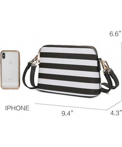 MKF Crossbody Bag for Women – PU Leather Pocketbook Handbag – Designer Side Messenger Purse, Shoulder Crossover Striped Light...