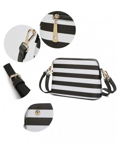 MKF Crossbody Bag for Women – PU Leather Pocketbook Handbag – Designer Side Messenger Purse, Shoulder Crossover Striped Light...