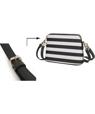 MKF Crossbody Bag for Women – PU Leather Pocketbook Handbag – Designer Side Messenger Purse, Shoulder Crossover Striped Light...