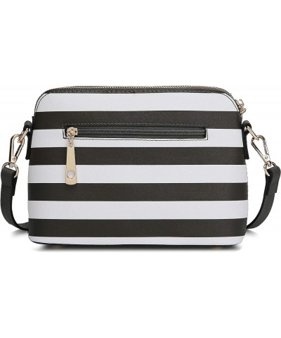 MKF Crossbody Bag for Women – PU Leather Pocketbook Handbag – Designer Side Messenger Purse, Shoulder Crossover Striped Light...