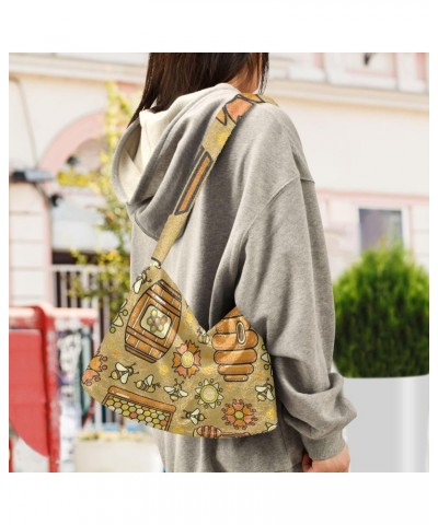 Beekeeping Bee Honey Furry Tote Bag for Women Crossbody Bag Crossbody Tote Going Out Purse with Zipper for Shopping $9.66 Totes