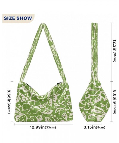 Turquoise Green Tropical Leaves Palm Purses for Women Hobo Bag, Fur Tote Single Shoulder Bag Simple Nature Floral $11.12 Hobo...