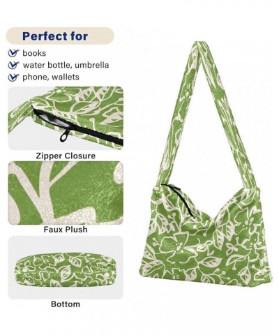 Turquoise Green Tropical Leaves Palm Purses for Women Hobo Bag, Fur Tote Single Shoulder Bag Simple Nature Floral $11.12 Hobo...