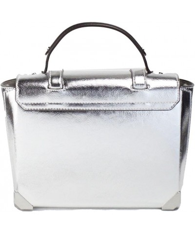 Manhattan Medium Leather Satchel, Metallic Silver $41.06 Satchels