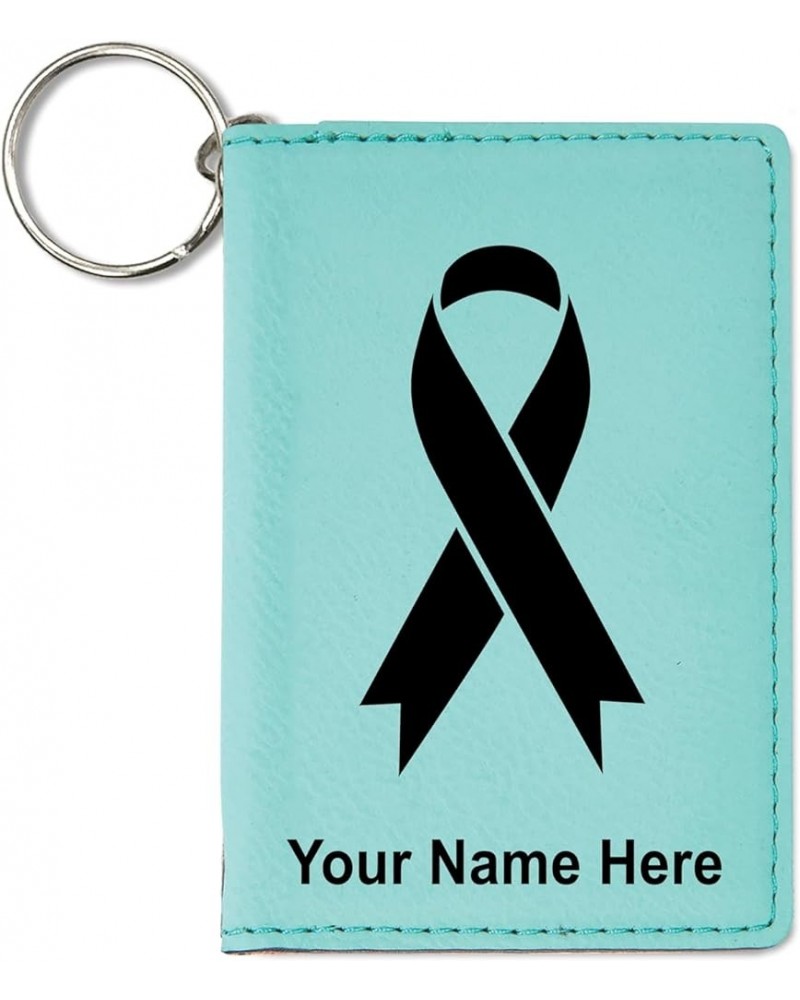 ID Holder Wallet, Cancer Awareness Ribbon, Personalized Engraving Included (Dark Brown) Teal $13.44 Wallets