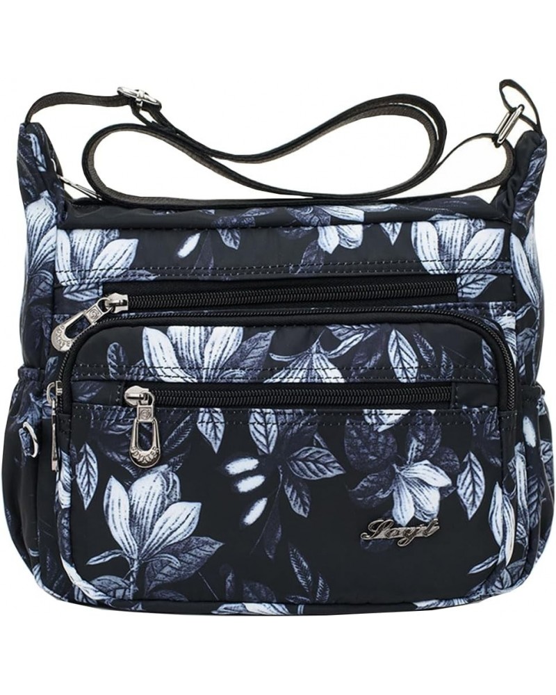 Crossbody Bags for Women Multi Pocket Shoulder Bag Waterproof Nylon Messenger Purses and Handbags White Leaves $9.02 Crossbod...