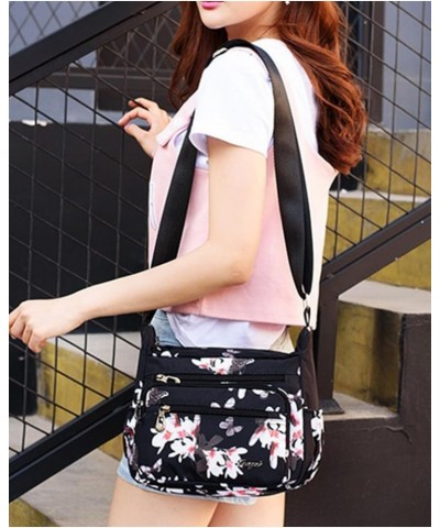 Crossbody Bags for Women Multi Pocket Shoulder Bag Waterproof Nylon Messenger Purses and Handbags White Leaves $9.02 Crossbod...