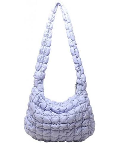 Y2K Puffer Quilted Shoulder Bag Big Tote Bag for Women Puffer Bubble Handbag Large Padding Underarm Hobo Bag With Zipper Blue...