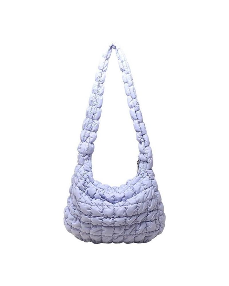 Y2K Puffer Quilted Shoulder Bag Big Tote Bag for Women Puffer Bubble Handbag Large Padding Underarm Hobo Bag With Zipper Blue...