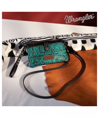 Wrangler Western Cowhide Crossbody Bags for Women Clutch Wristlet Purse Tooling-black $28.79 Crossbody Bags