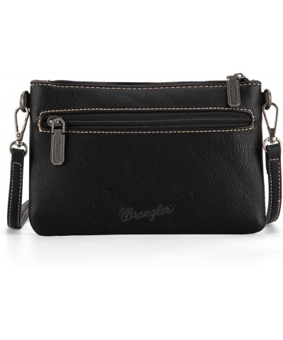 Wrangler Western Cowhide Crossbody Bags for Women Clutch Wristlet Purse Tooling-black $28.79 Crossbody Bags