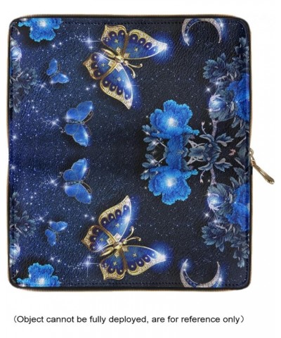 PU Leather Travel Wallet for Women Girls Multi-Card Holder Clutch Bag Purse Cute Animal Print (chihuahua) Blue Shiny Butterfl...