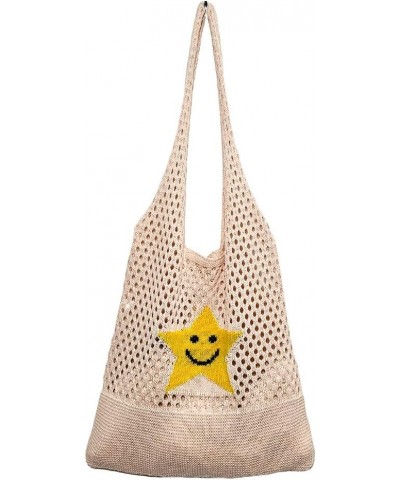 Korean Retro Women Knitting Shoulr Handle Bag Hollow Mh Beh Beige $9.63 Totes