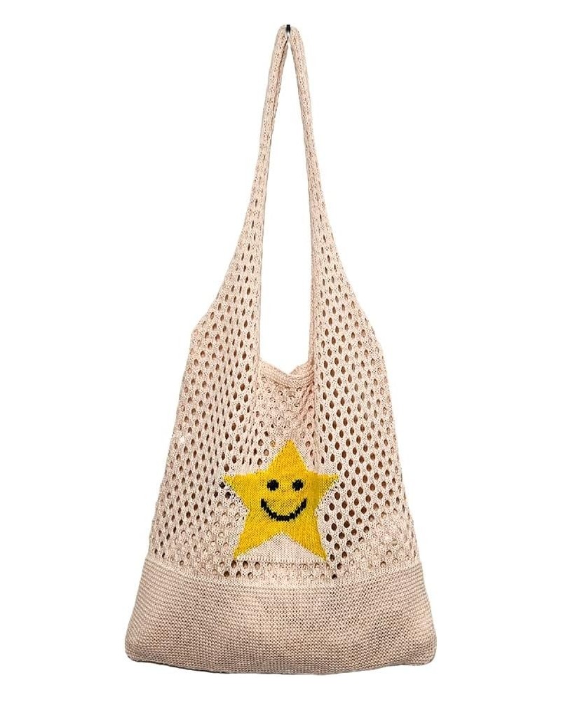 Korean Retro Women Knitting Shoulr Handle Bag Hollow Mh Beh Beige $9.63 Totes