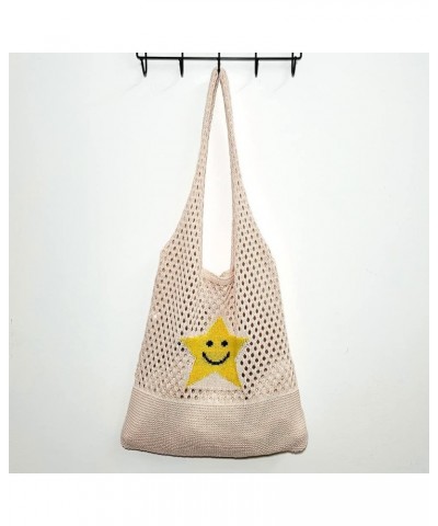 Korean Retro Women Knitting Shoulr Handle Bag Hollow Mh Beh Beige $9.63 Totes