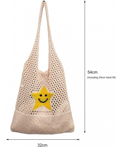 Korean Retro Women Knitting Shoulr Handle Bag Hollow Mh Beh Beige $9.63 Totes