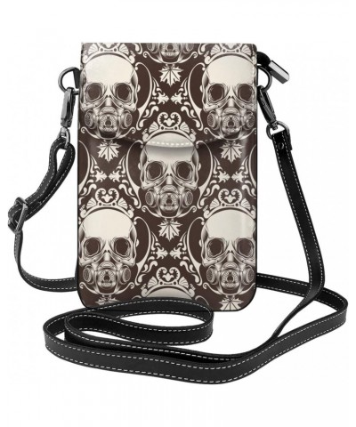 Skull Head Small Crossbody Phone Bags for Women Leather Cell Phone Purse Lightweight Cell Phone Wallet Girls Shoulder Bag Tra...