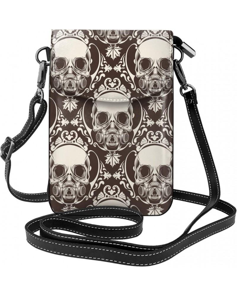 Skull Head Small Crossbody Phone Bags for Women Leather Cell Phone Purse Lightweight Cell Phone Wallet Girls Shoulder Bag Tra...