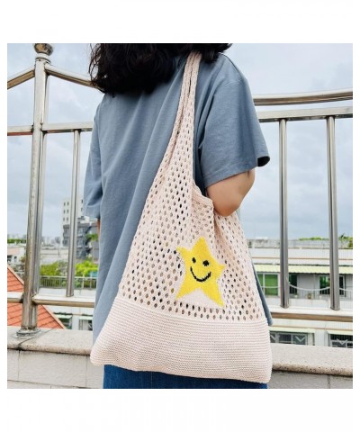 Korean Retro Women Knitting Shoulr Handle Bag Hollow Mh Beh Beige $9.63 Totes