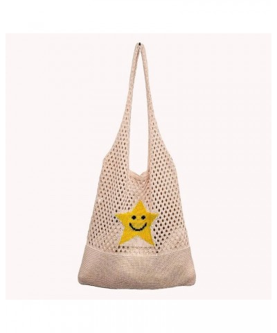 Korean Retro Women Knitting Shoulr Handle Bag Hollow Mh Beh Beige $9.63 Totes