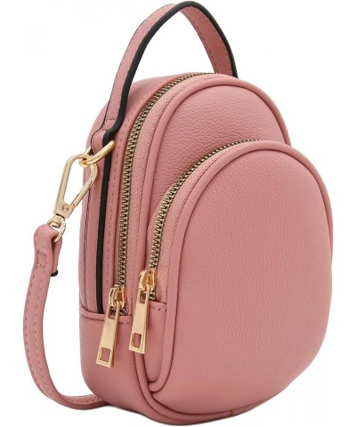 Two Compartment Mini Oval PU Leather Crossbody Bag Dusty Pink $11.70 Crossbody Bags