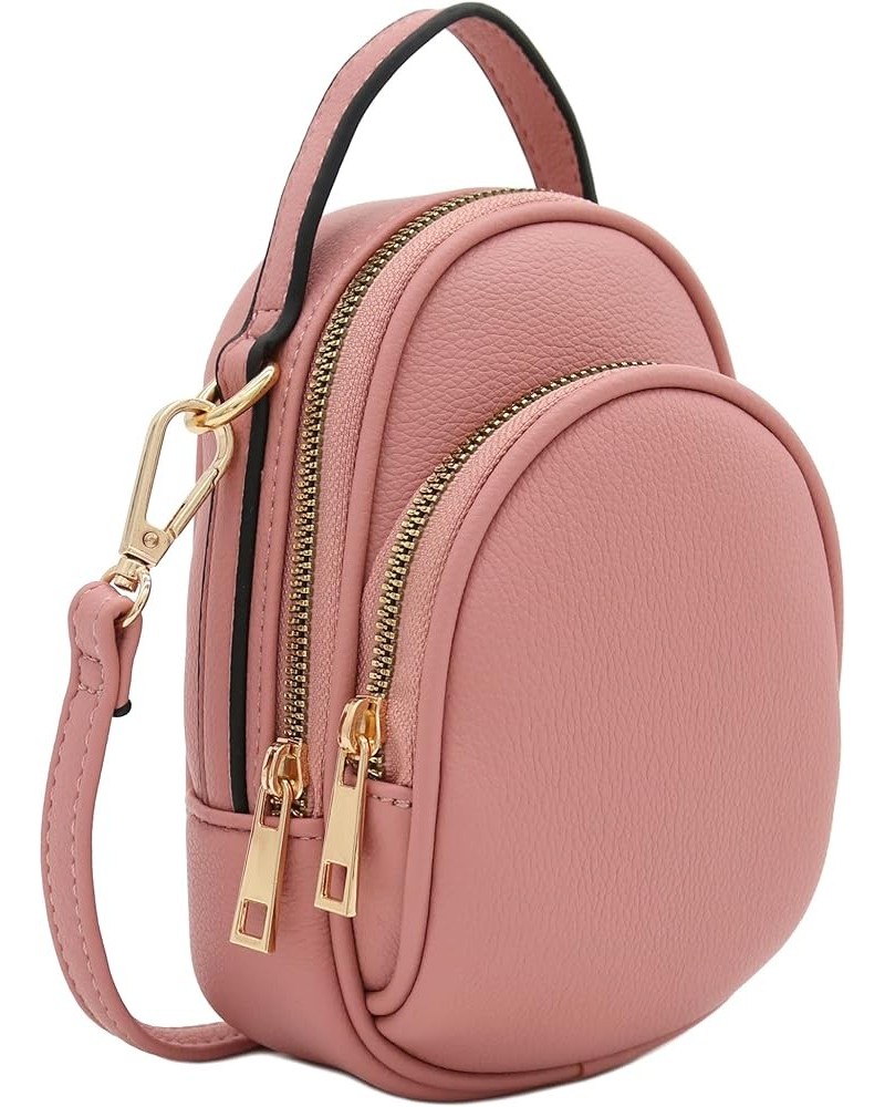 Two Compartment Mini Oval PU Leather Crossbody Bag Dusty Pink $11.70 Crossbody Bags