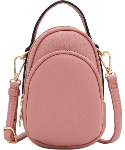 Two Compartment Mini Oval PU Leather Crossbody Bag Dusty Pink $11.70 Crossbody Bags