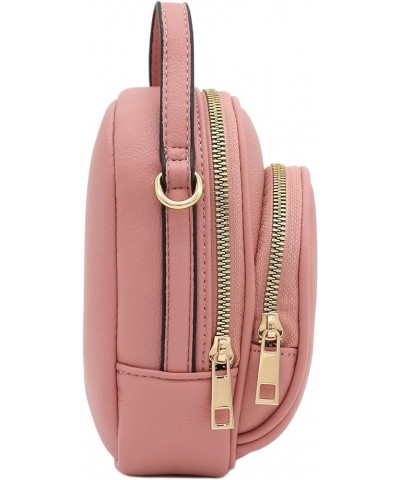 Two Compartment Mini Oval PU Leather Crossbody Bag Dusty Pink $11.70 Crossbody Bags