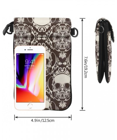 Skull Head Small Crossbody Phone Bags for Women Leather Cell Phone Purse Lightweight Cell Phone Wallet Girls Shoulder Bag Tra...