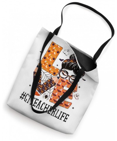 GT Teacher Love Messy Bun Pumpkin Women Halloween Costume Tote Bag $17.39 Totes