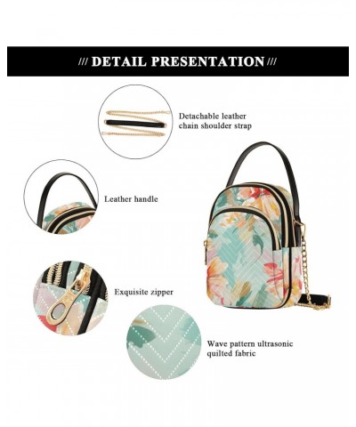 Floral Flowers Teal Crossbody Bag for Women Cell Phone Purse Wallet with Removable Chain Shoulder Handbag for Work Phone Pass...