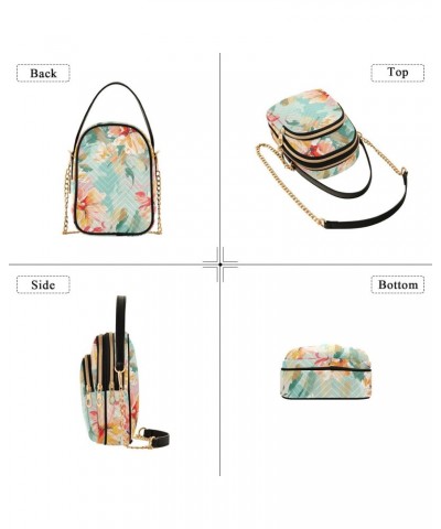 Floral Flowers Teal Crossbody Bag for Women Cell Phone Purse Wallet with Removable Chain Shoulder Handbag for Work Phone Pass...