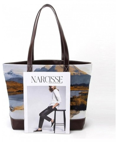 Tote Bag for Women, Large Tote Bag, Women's Tote Handbags, Landscape Snow Mountain Lake, Womens Tote Bag Design 12023 $28.79 ...