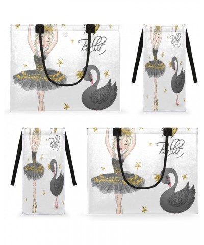 Ballerina Girl With Black Swan Extra Large Beach Bag Women Handbags Shoulder Bag Tote Bags Casual Shopping Bag with Inner Zip...