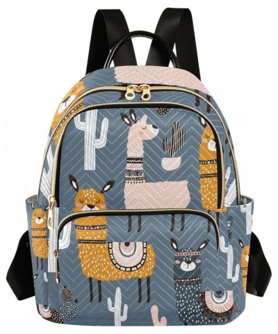 Small Backpack for Women Travel Bag Llama Cactus Alpaca Daypack Purse Fashion Shoulder Bag Rucksack Medium A61 $13.51 Backpacks