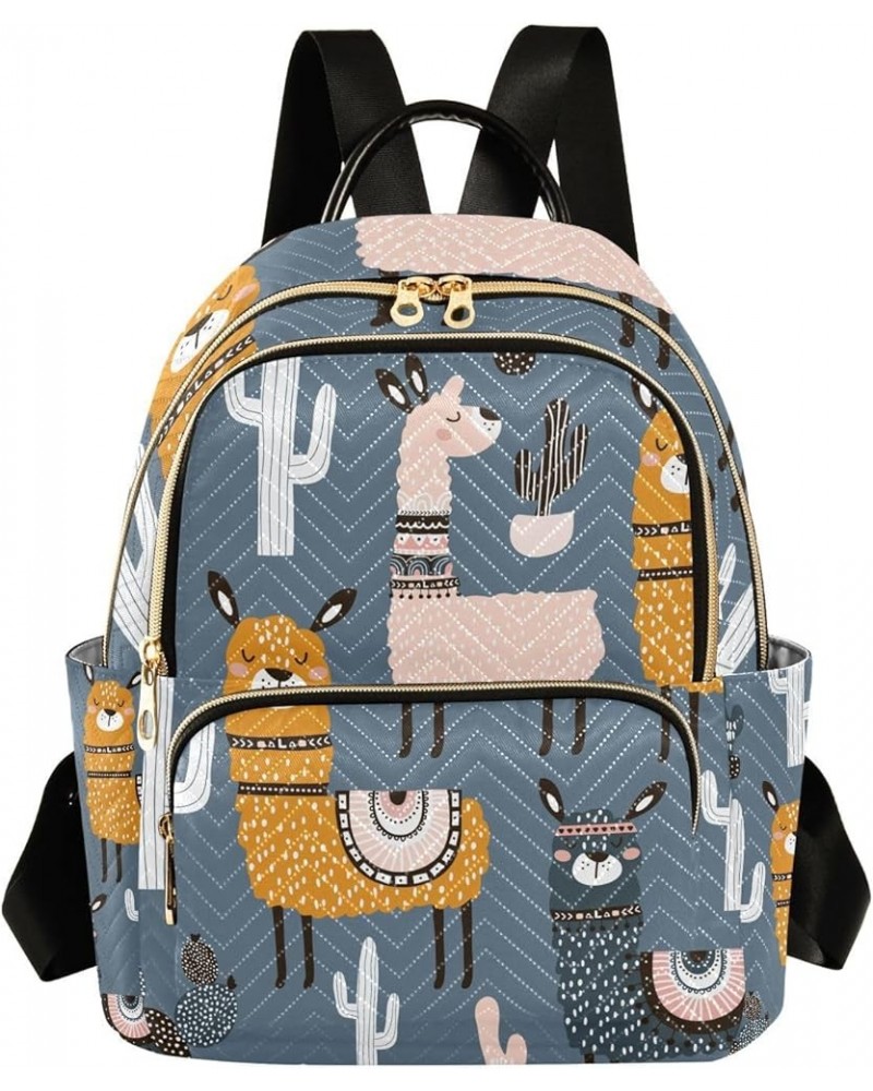 Small Backpack for Women Travel Bag Llama Cactus Alpaca Daypack Purse Fashion Shoulder Bag Rucksack Medium A61 $13.51 Backpacks