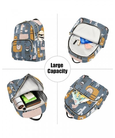 Small Backpack for Women Travel Bag Llama Cactus Alpaca Daypack Purse Fashion Shoulder Bag Rucksack Medium A61 $13.51 Backpacks