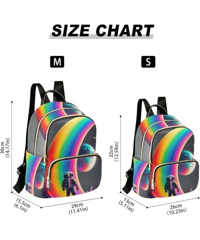 Women's Small Fashion Backpack Rainbow Astronaut Print Ladies Travel Daypack Aesthetic Shoulder Bag 10.2×5.1×12.5 IN $14.72 B...