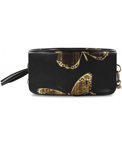 Women's Tropical Golden Butterflies Crossbody Bag Fashion Purses Bag Cross Body Bag Shoulder Handbag with Adjustable Chain St...