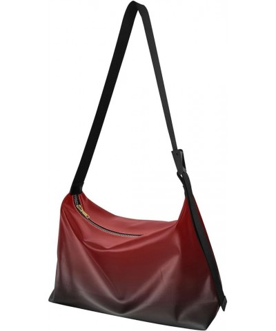 Gradient Hobo Shoulder Bag for Women Men PU Leather Crossbody Bag Slouchy Tote Handbags Black Red Gradient $17.15 Totes