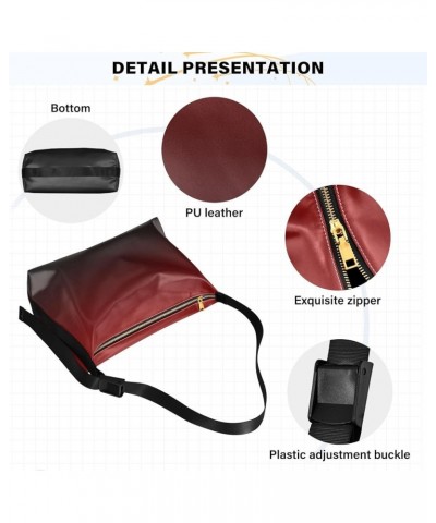 Gradient Hobo Shoulder Bag for Women Men PU Leather Crossbody Bag Slouchy Tote Handbags Black Red Gradient $17.15 Totes