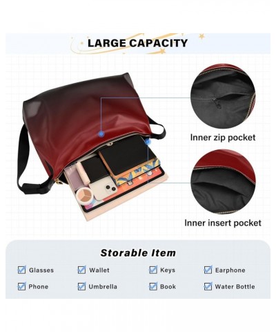 Gradient Hobo Shoulder Bag for Women Men PU Leather Crossbody Bag Slouchy Tote Handbags Black Red Gradient $17.15 Totes