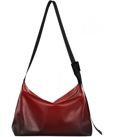 Gradient Hobo Shoulder Bag for Women Men PU Leather Crossbody Bag Slouchy Tote Handbags Black Red Gradient $17.15 Totes