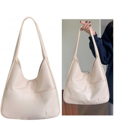 Women Vintage Hobo Bag Trendy PU Leather Shoulder Bag Large Capacity Retro Tote Handbag Satchel Armpit Bag Daily Datin White ...