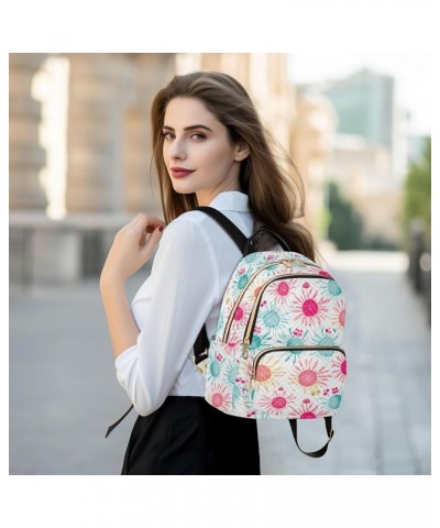 Pink Green Flower Backpack Purse for Women Small Travel Bag Fashion Daypack M 202a2954 M(11.4"x6.1"x14.17") 202a2954 $19.68 B...