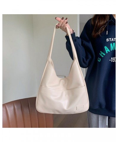 Women Vintage Hobo Bag Trendy PU Leather Shoulder Bag Large Capacity Retro Tote Handbag Satchel Armpit Bag Daily Datin White ...