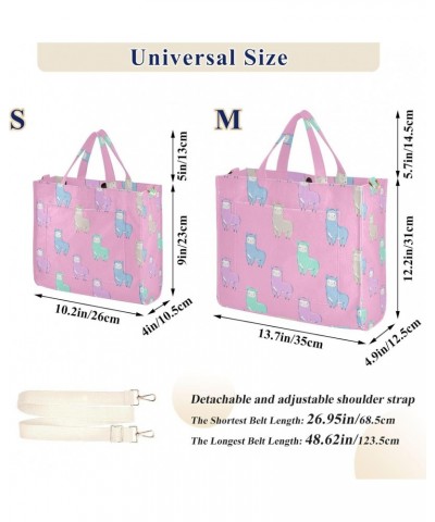 Alpaca Pattern Pink Corduroy Tote Bag for Women Hobo Crossbody Bag Purse Stylish Shoulder Handbag Messenger Bags, S $13.86 Totes